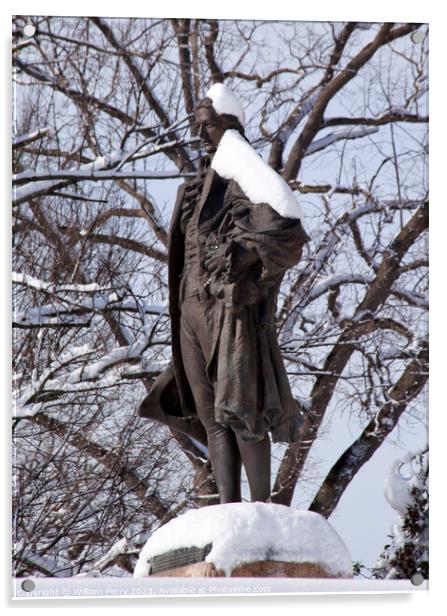 Alexander Hamilton Statue Snow Treasury Department Washington Dc Acrylic by William Perry