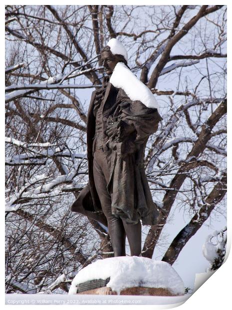 Alexander Hamilton Statue Snow Treasury Department Washington Dc Print by William Perry
