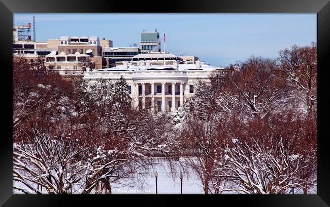 White House After the Snow Constitution Avenue Washington DC Framed Print by William Perry