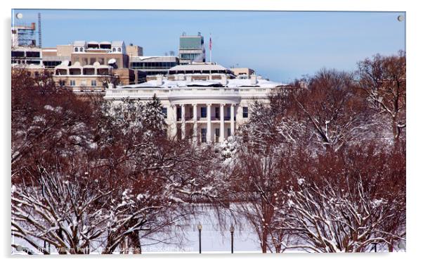 White House After the Snow Constitution Avenue Washington DC Acrylic by William Perry