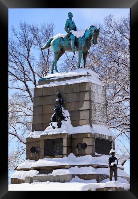 General Sherman Statue Pennsylvania Ave Snow Washington DC Framed Print by William Perry