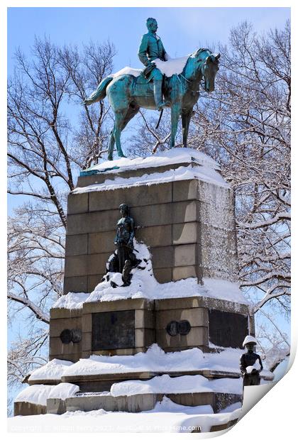 General Sherman Statue Pennsylvania Ave Snow Washington DC Print by William Perry