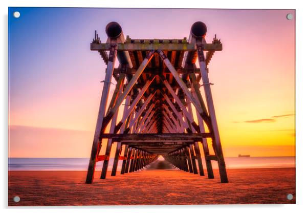 Steetley Pier Sunrise Hartlepool Acrylic by Tim Hill