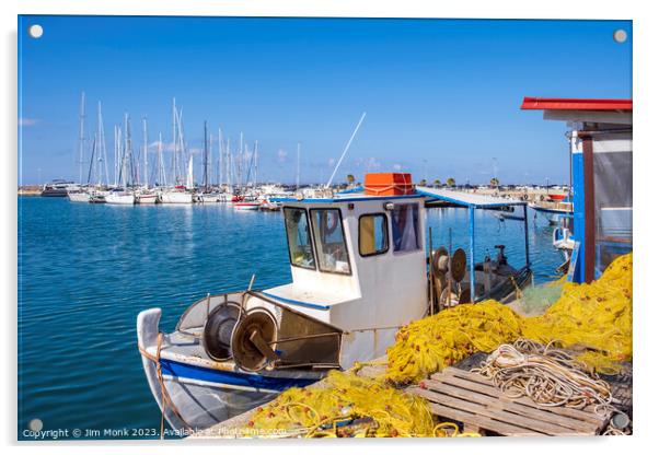 Rethymno Marina in Crete Acrylic by Jim Monk