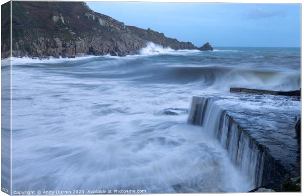 Whispers of Time: Lamorna Cove's Coastal Ballet Canvas Print by Andy Durnin