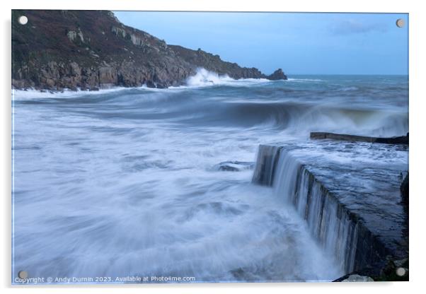 Whispers of Time: Lamorna Cove's Coastal Ballet Acrylic by Andy Durnin
