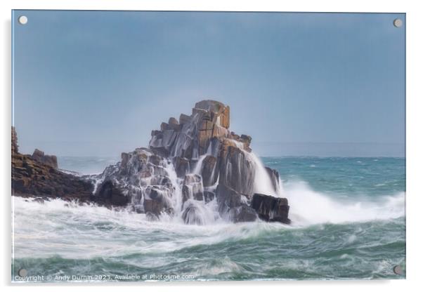 Harmony Unveiled: Nature's Dance Between Rock and Sea Acrylic by Andy Durnin