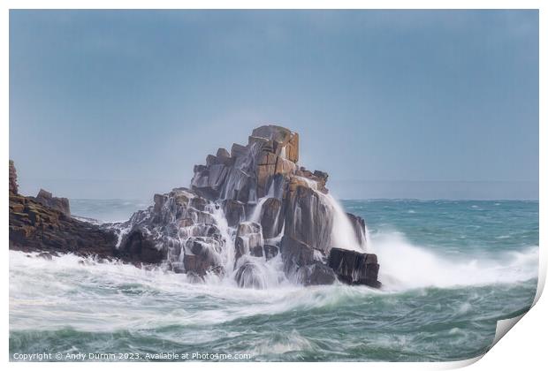 Harmony Unveiled: Nature's Dance Between Rock and Sea Print by Andy Durnin
