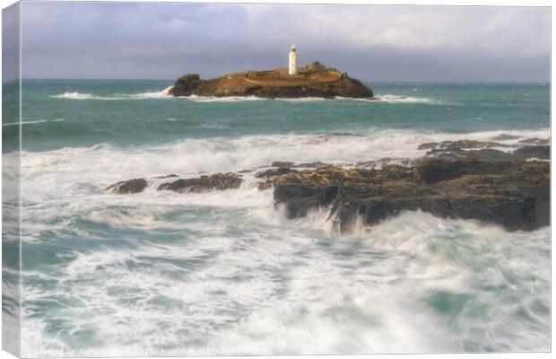 Harmony Amidst the Elements: Godrevy Lighthouse and the Dynamic  Canvas Print by Andy Durnin