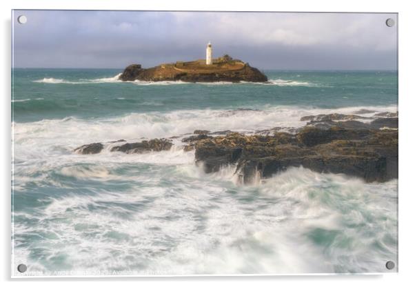 Harmony Amidst the Elements: Godrevy Lighthouse and the Dynamic  Acrylic by Andy Durnin