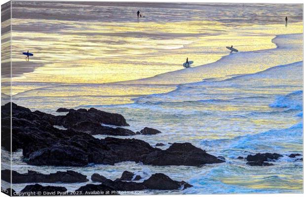 Cornish Beach Sunset  Canvas Print by David Pyatt