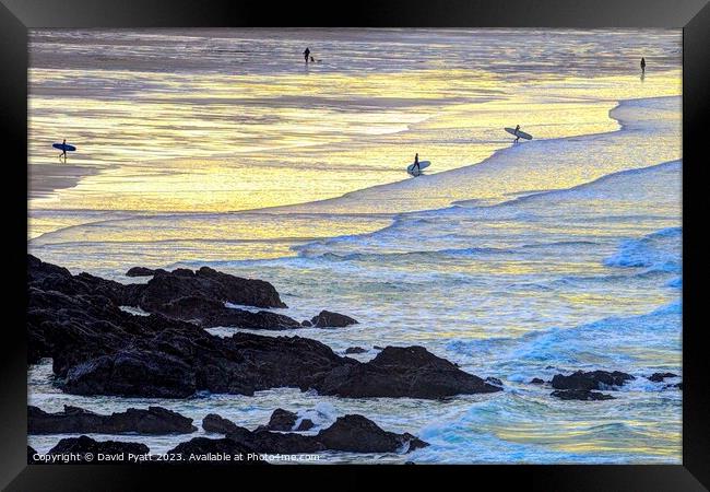 Cornish Beach Sunset  Framed Print by David Pyatt