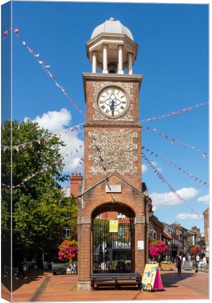 The Clock Tower, Market Square, Chesham, Canvas Print by Kevin Hellon