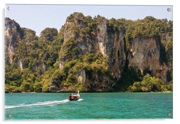 Long tailed boat, Krabi, Thailand Acrylic by Kevin Hellon