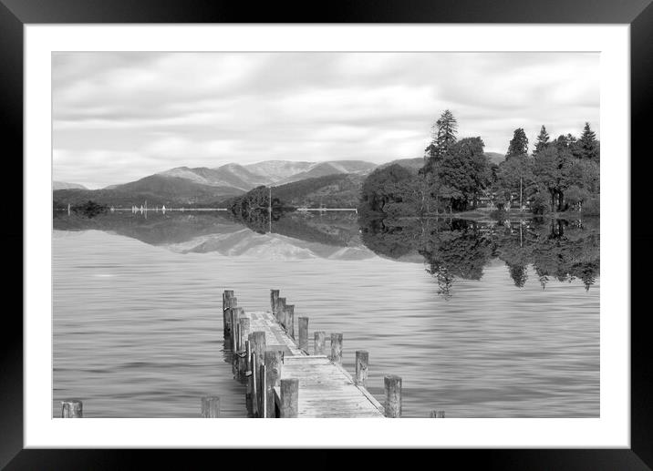 Lake Windermere BW Framed Mounted Print by Alison Chambers