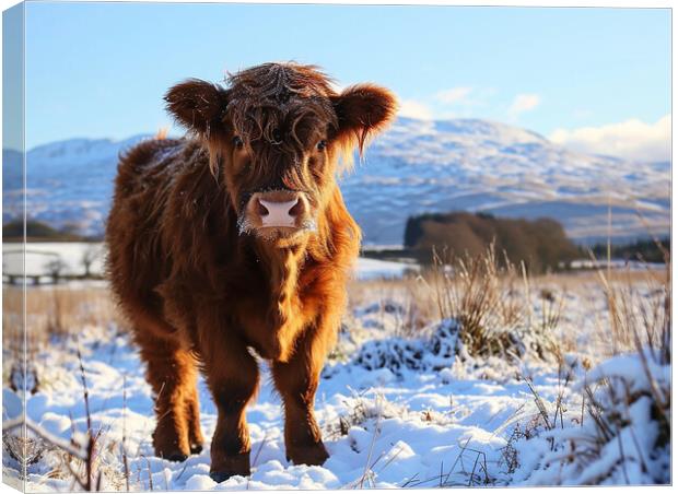 Highland Cow Calf Canvas Print by Steve Smith