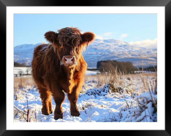 Highland Cow Calf Framed Mounted Print by Steve Smith