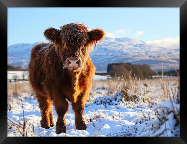 Highland Cow Calf Framed Print by Steve Smith