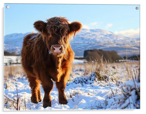 Highland Cow Calf Acrylic by Steve Smith
