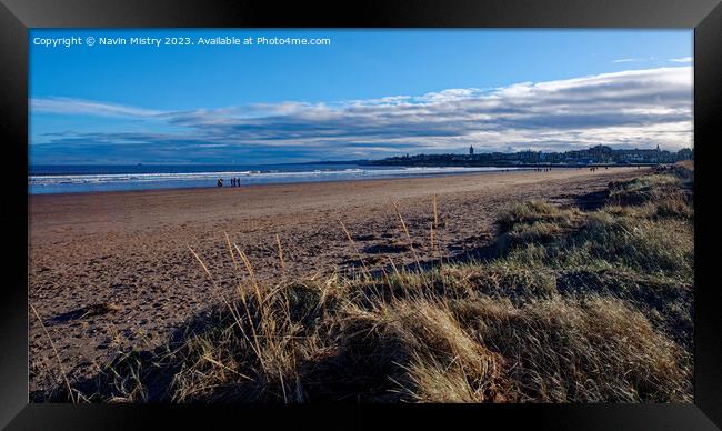 A View of the Sand Dunes of the West Sands St. And Framed Print by Navin Mistry