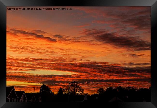 An amazing sky over Cardiff last December  Framed Print by Nick Jenkins