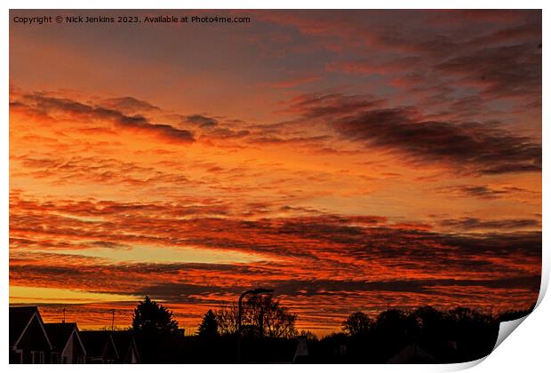 An amazing sky over Cardiff last December  Print by Nick Jenkins