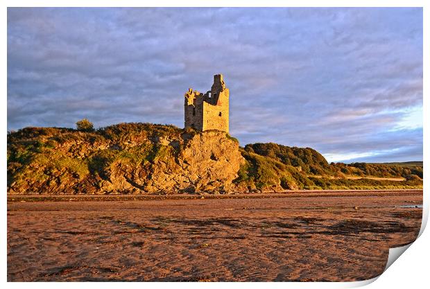 Greenan Castle in low sunlight Print by Allan Durward Photography
