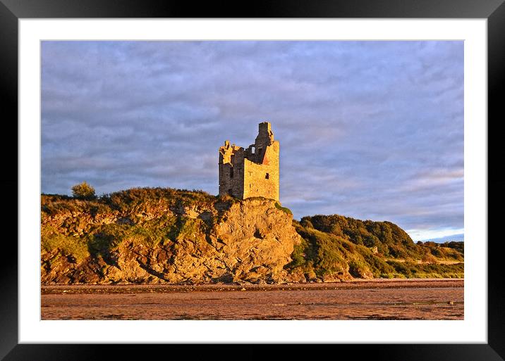 Greenan Castle in low sunlight at sunset Framed Mounted Print by Allan Durward Photography