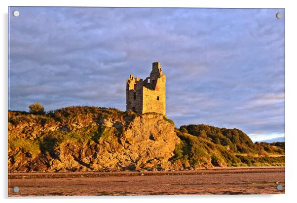 Greenan Castle in low sunlight at sunset Acrylic by Allan Durward Photography