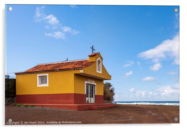 Church by the sea at Punta del Hidalgo, Tenerife Acrylic by Jim Monk