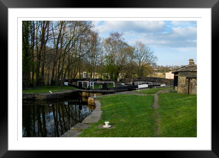 Brookfoot Lock on the Calder and Hebble Navigation Framed Mounted Print by Colin Green