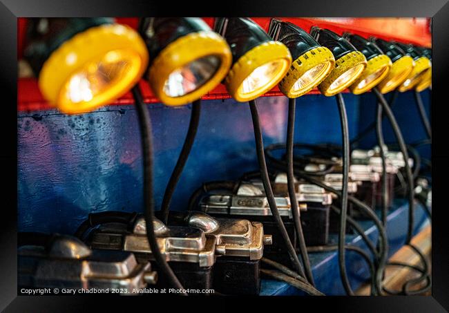 Miners Lamps Framed Print by Gary chadbond