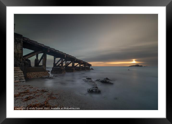 Polpeor Cove's Tranquil Twilight Framed Mounted Print by Andy Durnin