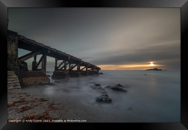 Polpeor Cove's Tranquil Twilight Framed Print by Andy Durnin