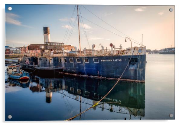 Wingfield Castle Paddle Steamer Acrylic by Tim Hill