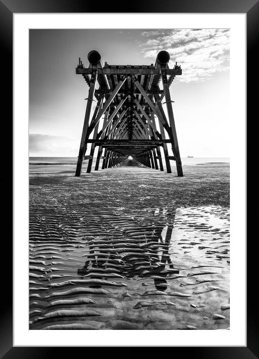 Steetley Pier Black and White Framed Mounted Print by Tim Hill