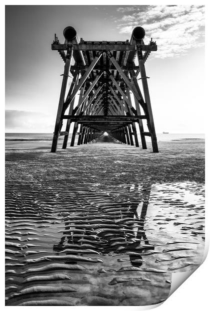 Steetley Pier Black and White Print by Tim Hill