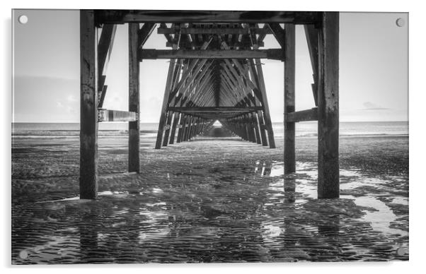 Steetley Pier Black and White Acrylic by Tim Hill