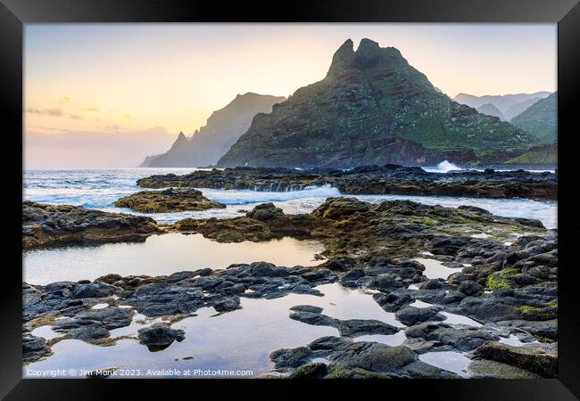 Punta del Hidalgo Sunrise, Tenerife Framed Print by Jim Monk