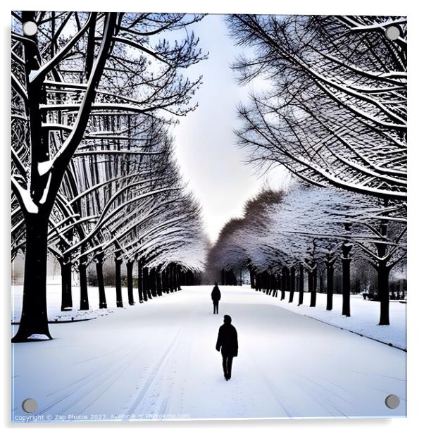 A snowy walk in the park Acrylic by Zap Photos