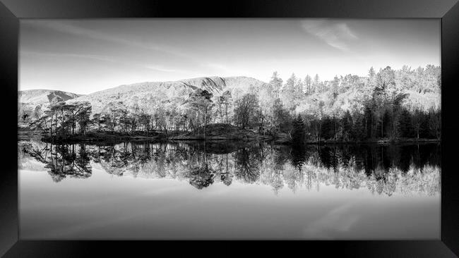 Tarn Hows Reflections Panoramic Framed Print by Tim Hill