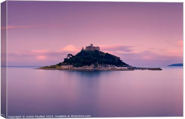 St Michael's Mount at dawn, Cornwall Canvas Print by Justin Foulkes