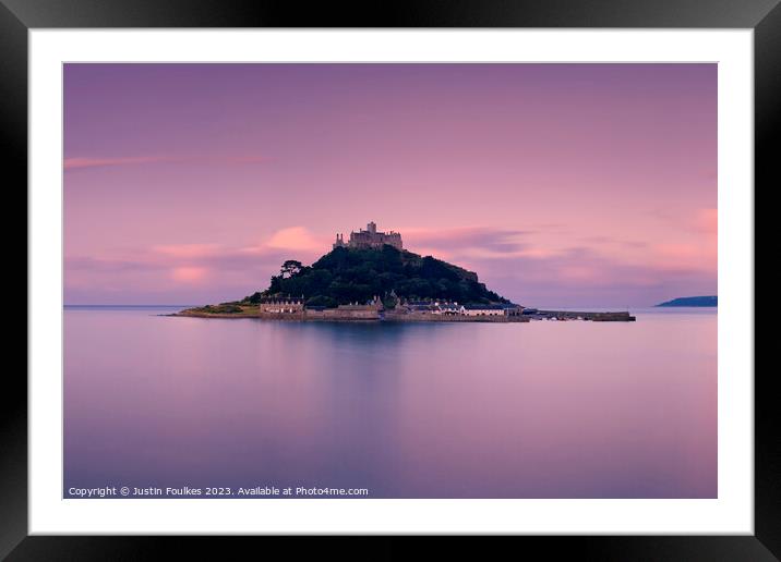 St Michael's Mount at dawn, Cornwall Framed Mounted Print by Justin Foulkes