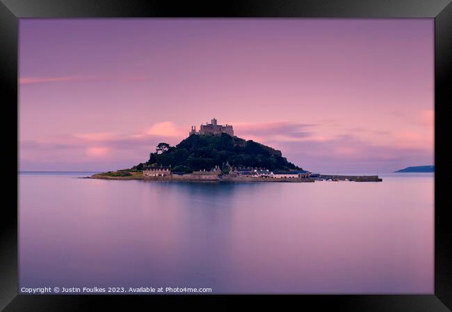 St Michael's Mount at dawn, Cornwall Framed Print by Justin Foulkes