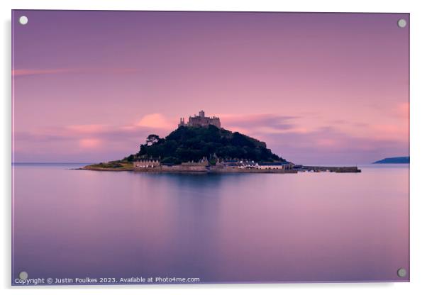 St Michael's Mount at dawn, Cornwall Acrylic by Justin Foulkes