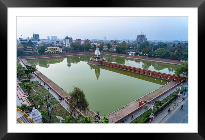 aerial view of Rani Pond Framed Mounted Print by Ambir Tolang
