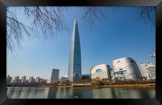 Landscape view fo Lotteworld tower Framed Print by Ambir Tolang