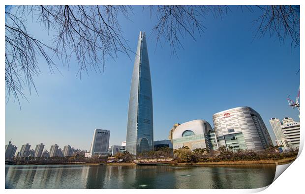 Landscape view fo Lotteworld tower Print by Ambir Tolang