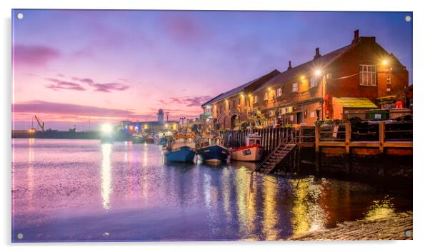 Scarborough Harbour Lights Acrylic by Tim Hill