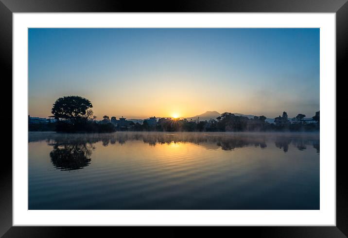 Landscape view of Sunrise over the Taudah lake Framed Mounted Print by Ambir Tolang